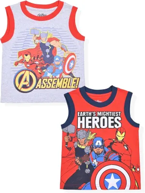 Marvel Avengers Boys 2 Pack Tank Top for Toddler and Little Kids  Red/Gray