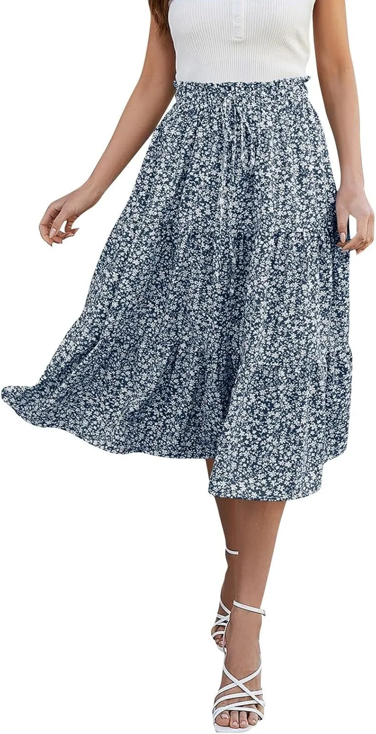 Maxi Skirt for Women 2025 Maxi Spring Flowy Boho Comfy Tiered Western Womens Midi Skirts