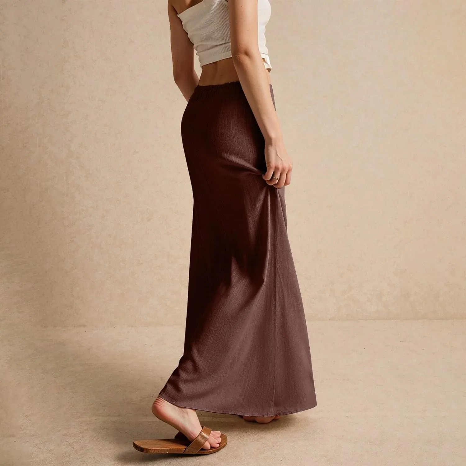 Maxi Skirts for Women Womens Trendy Summer Comfy Drawstring Waist A Line Skirts Cute Vacation Long Flowy Skirt
