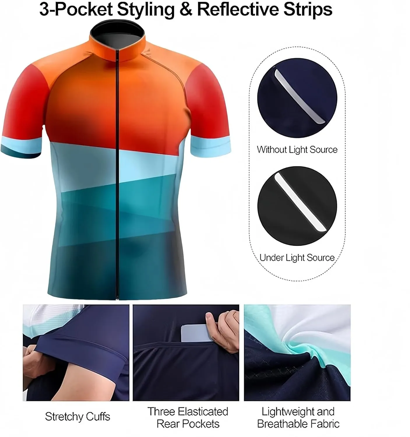 Men's Cycling Jersey Set Team Bike Shirts Short Sleeves Quick Dry 9D Padded Bicycle Shorts, Cycling Clothing Kit Men(Orange,4X-Large)