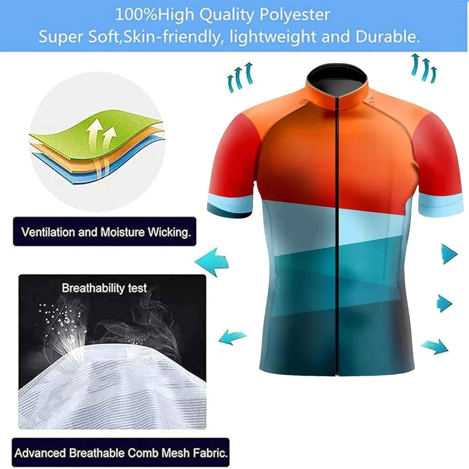Men's Cycling Jersey Set Team Bike Shirts Short Sleeves Quick Dry 9D Padded Bicycle Shorts, Cycling Clothing Kit Men(Orange,4X-Large)
