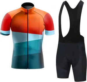 Men's Cycling Jersey Set Team Bike Shirts Short Sleeves Quick Dry 9D Padded Bicycle Shorts, Cycling Clothing Kit Men(Orange,4X-Large)