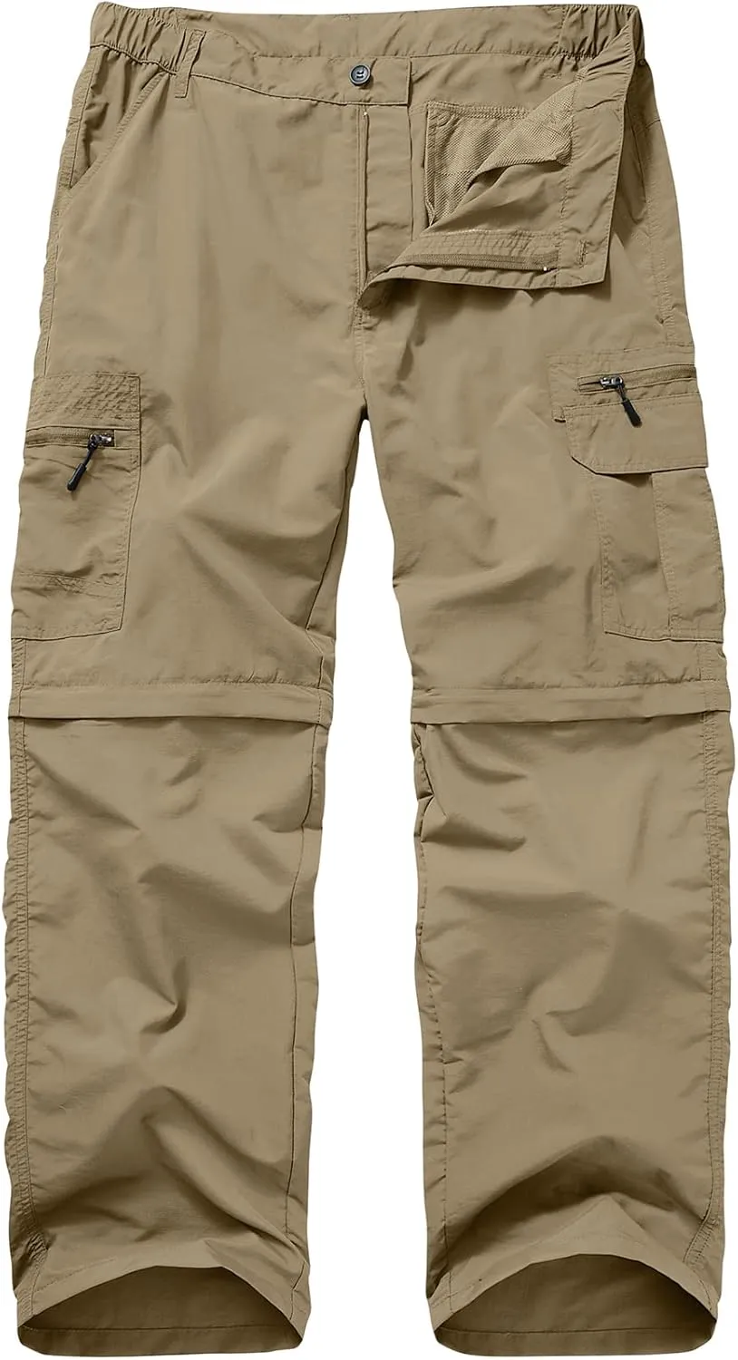 Mens Hiking Pants Convertible Zip Off Lightweight Quick Dry Fishing Safari Camping Travel boy Scout Pants