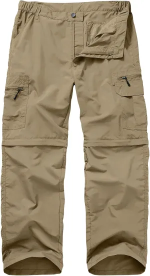 Mens Hiking Pants Convertible Zip Off Lightweight Quick Dry Fishing Safari Camping Travel boy Scout Pants