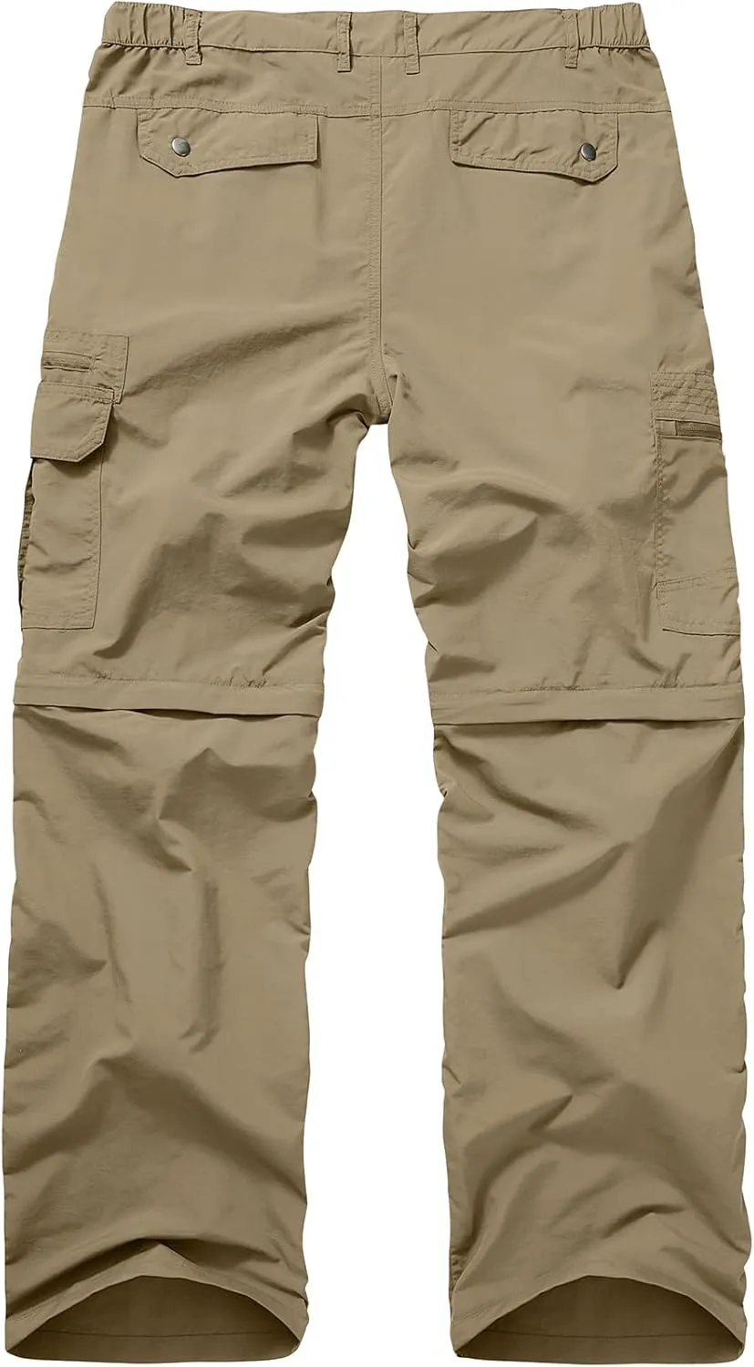 Mens Hiking Pants Convertible Zip Off Lightweight Quick Dry Fishing Safari Camping Travel boy Scout Pants
