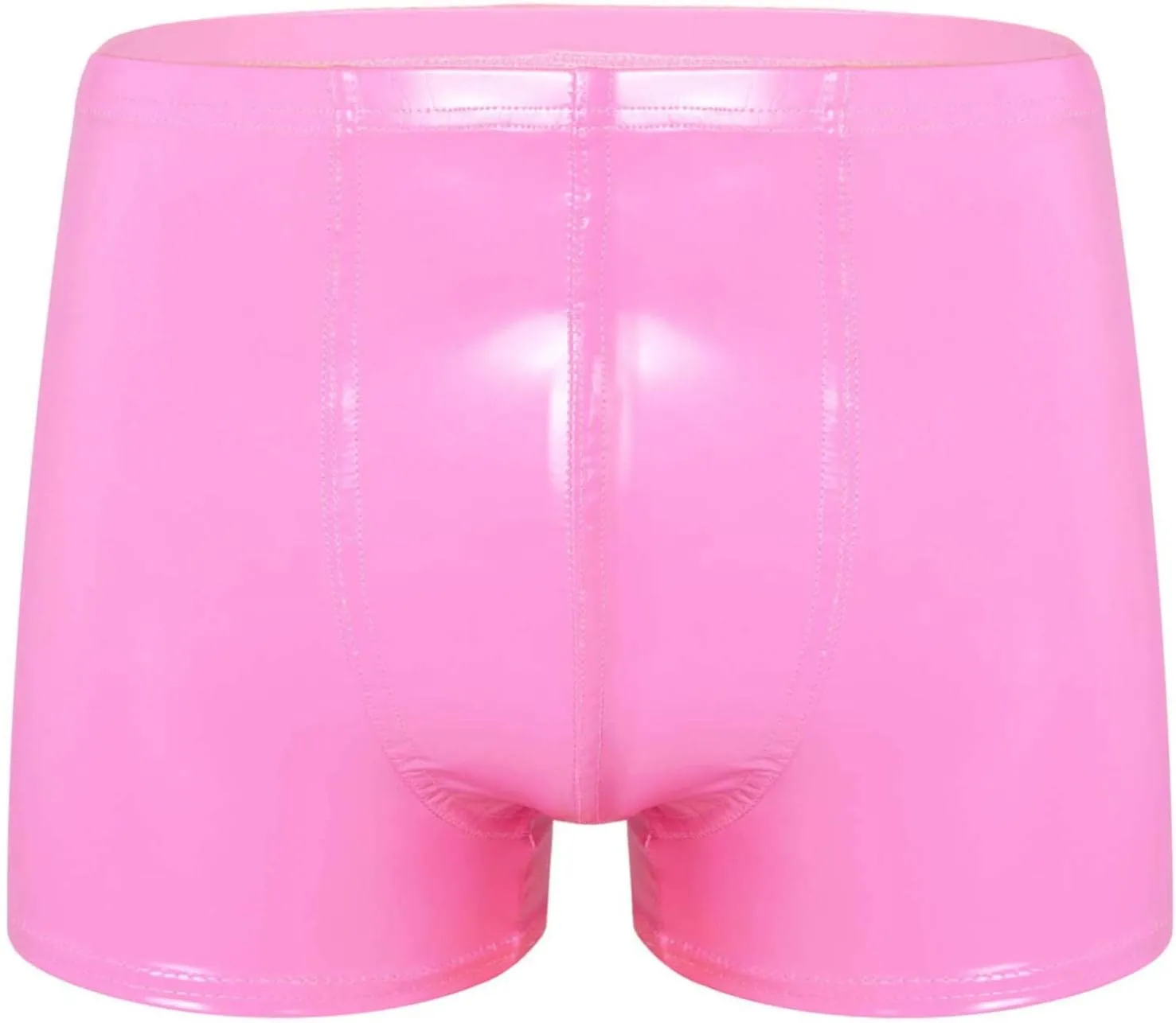 Mens Latex Faux Leather Boxer Shorts Shiny Metallic Briefs Bulge Pouch Hot Pants Swim Trunks