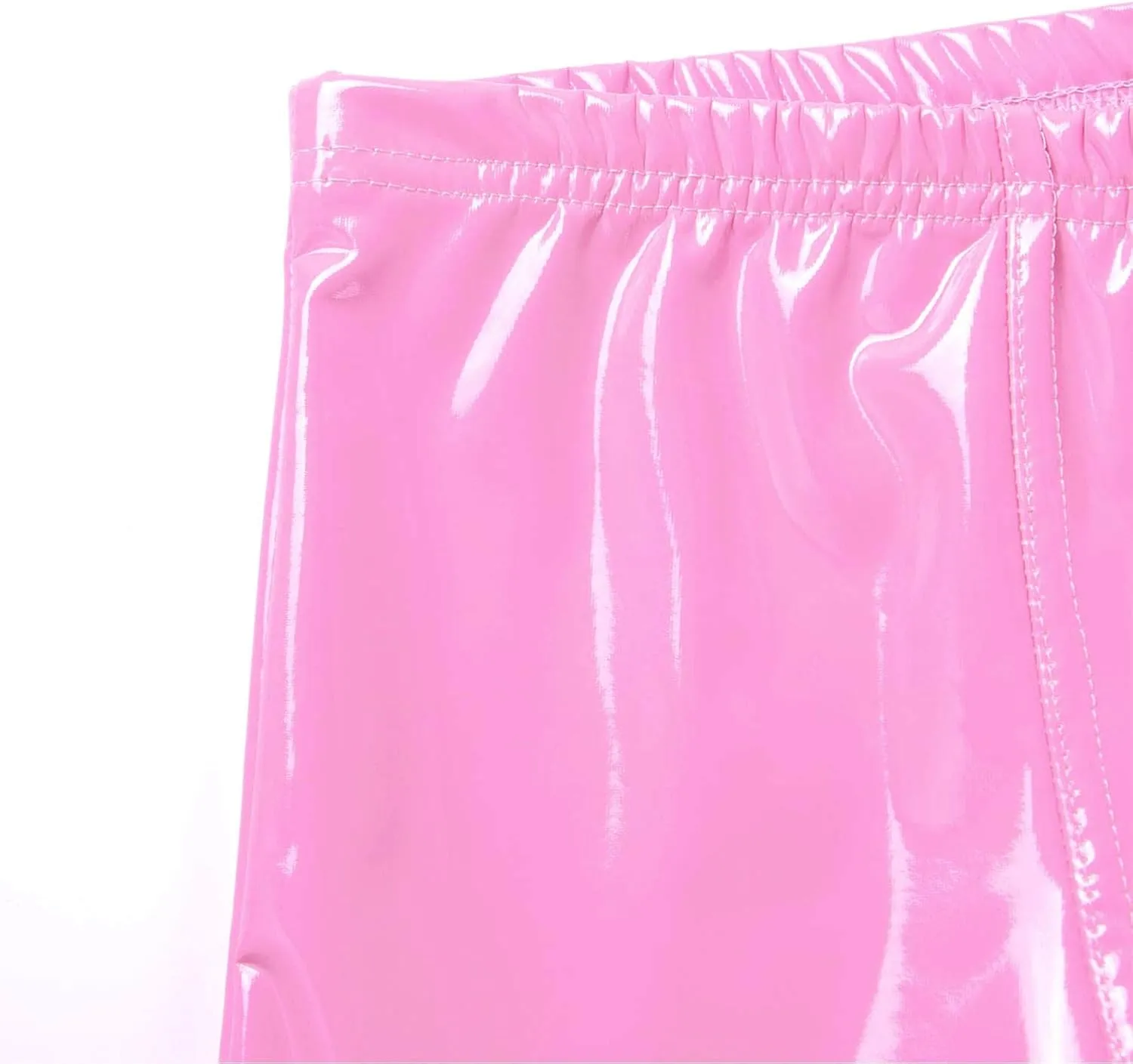 Mens Latex Faux Leather Boxer Shorts Shiny Metallic Briefs Bulge Pouch Hot Pants Swim Trunks