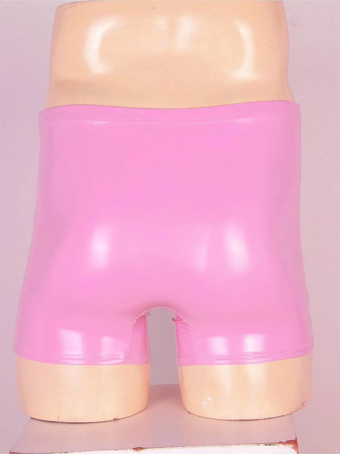 Mens Latex Faux Leather Boxer Shorts Shiny Metallic Briefs Bulge Pouch Hot Pants Swim Trunks