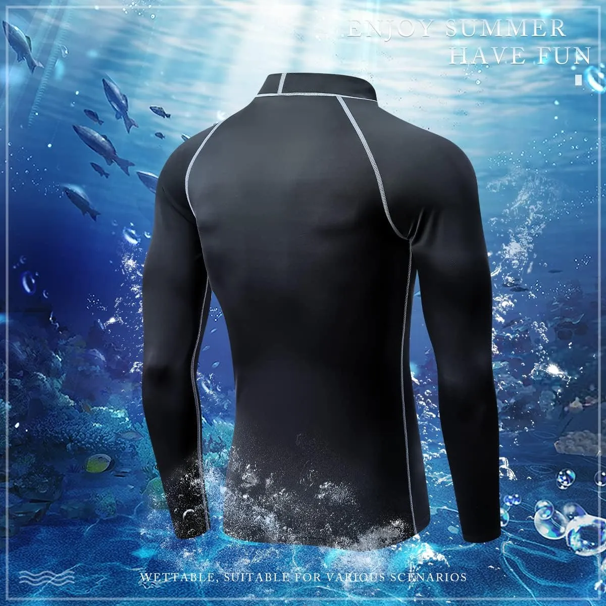 Mens Long Sleeve Rash Guard UPF 50  Sun Shirts Outdoor Fishing Hiking Swimming Running Tops for Men