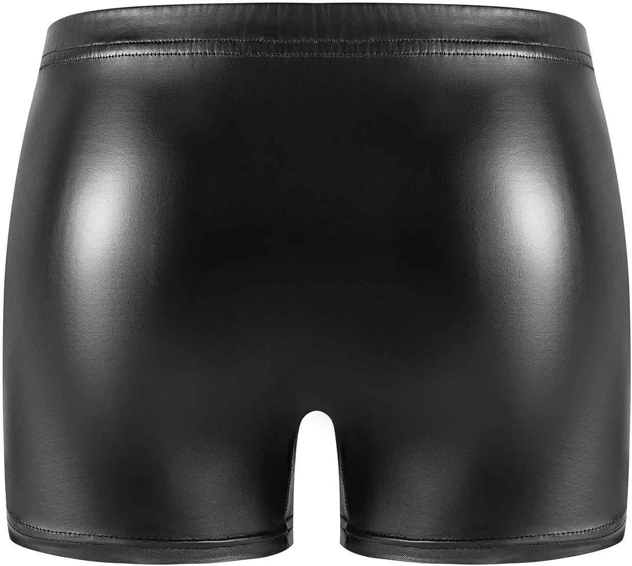 Mens PVC Wetlook Leather Boxer Shorts - Sexy Sexy Buckled Pouch Briefs Underwear, Black, S-5XL