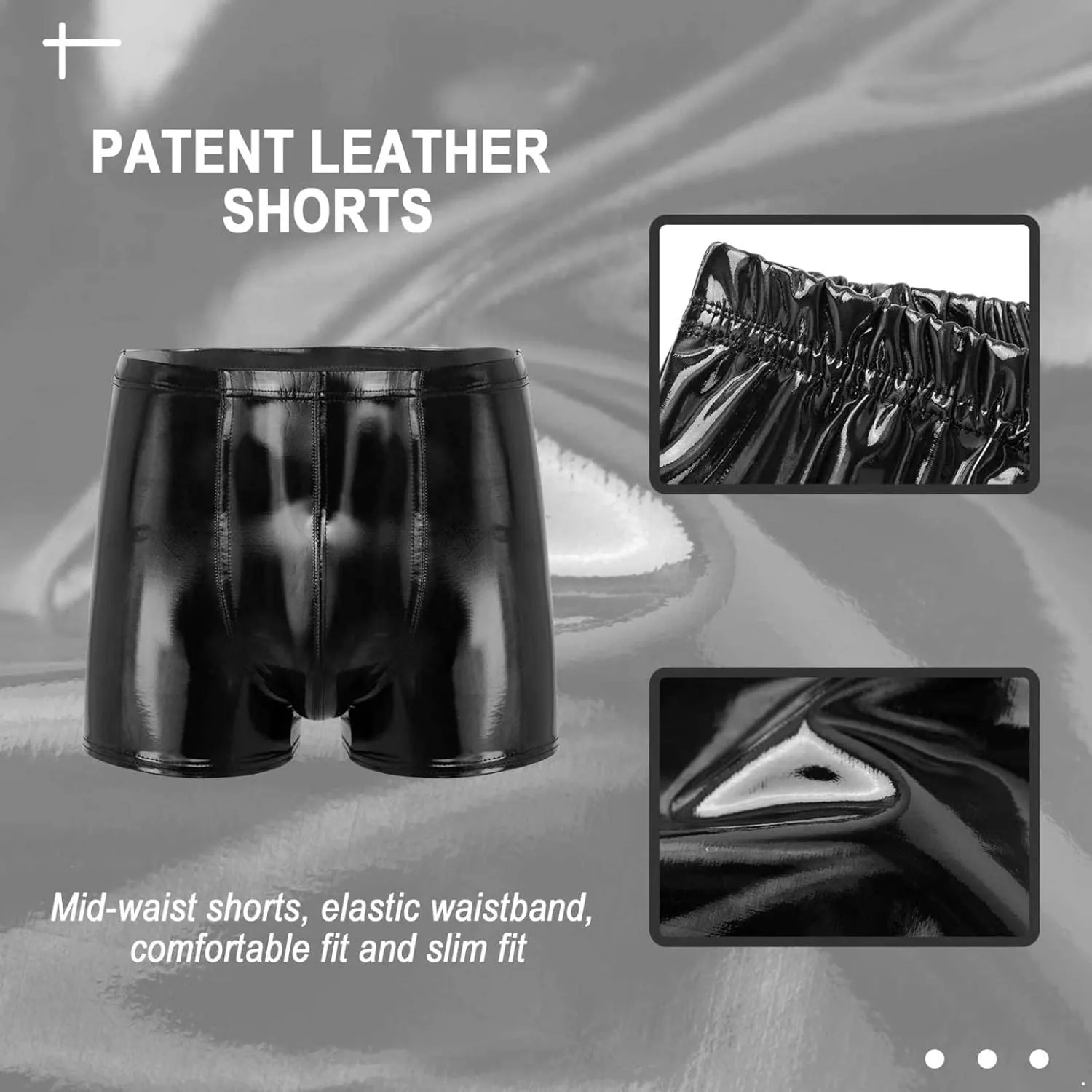 Men's Sexy Boxer Underpants PU Leather Boxer Shorts Low Rise Pouch Brief Trunks Underwear