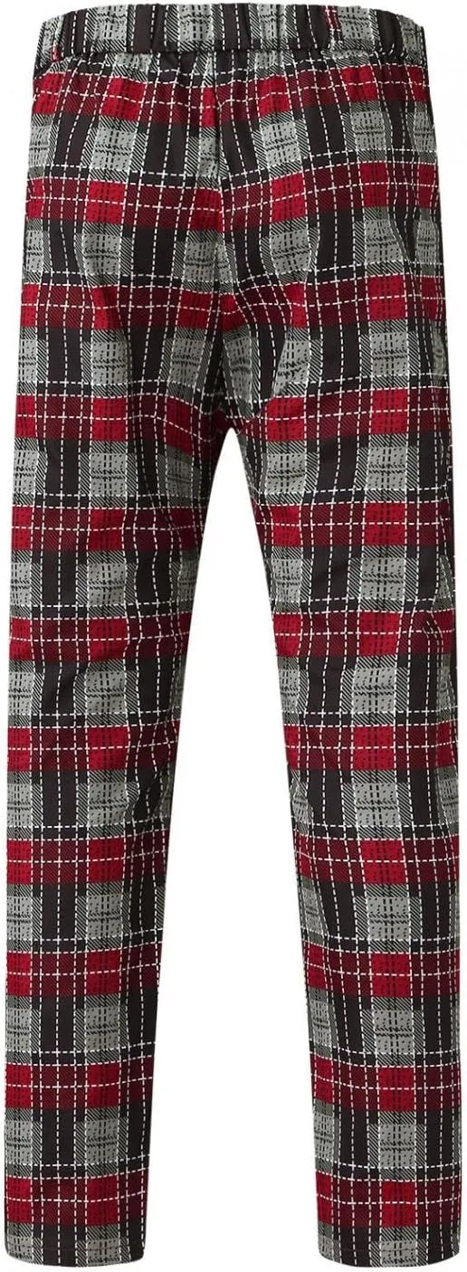 Men's Striped Dress Pants Slim Fit Stretch Checks Pattern Chino Business Trousers Plaid Slant Pocket Tapered Pants S-3XL