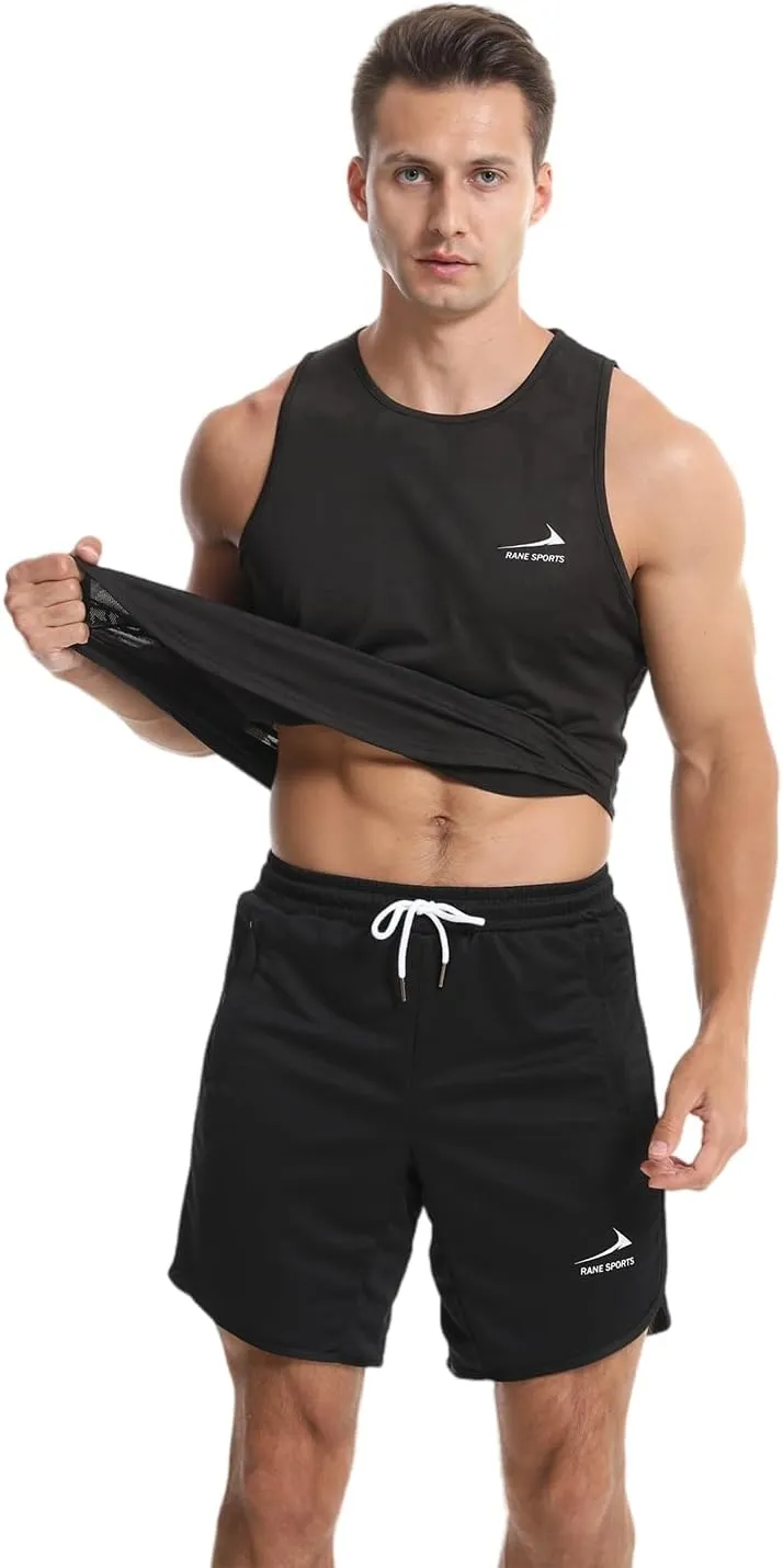 Men's Tank Tops Quick Dry Workout Top Mesh Running Sleeveless Shirts for Bodybuilding Gym Fitness Training