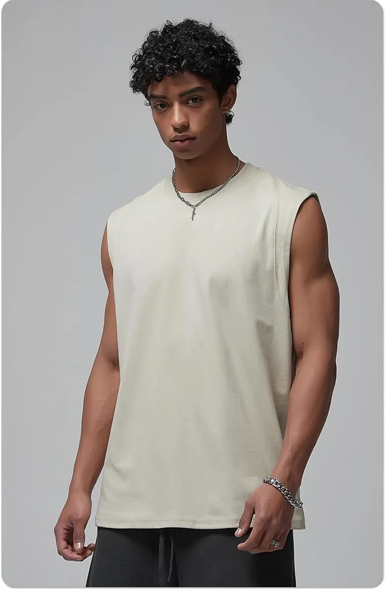 Mi Bo Tong 4 Pack Men's Sleeveless Tank Top Shirts Lightweight Cotton Athletic Shirts Workout Sports Undershirts