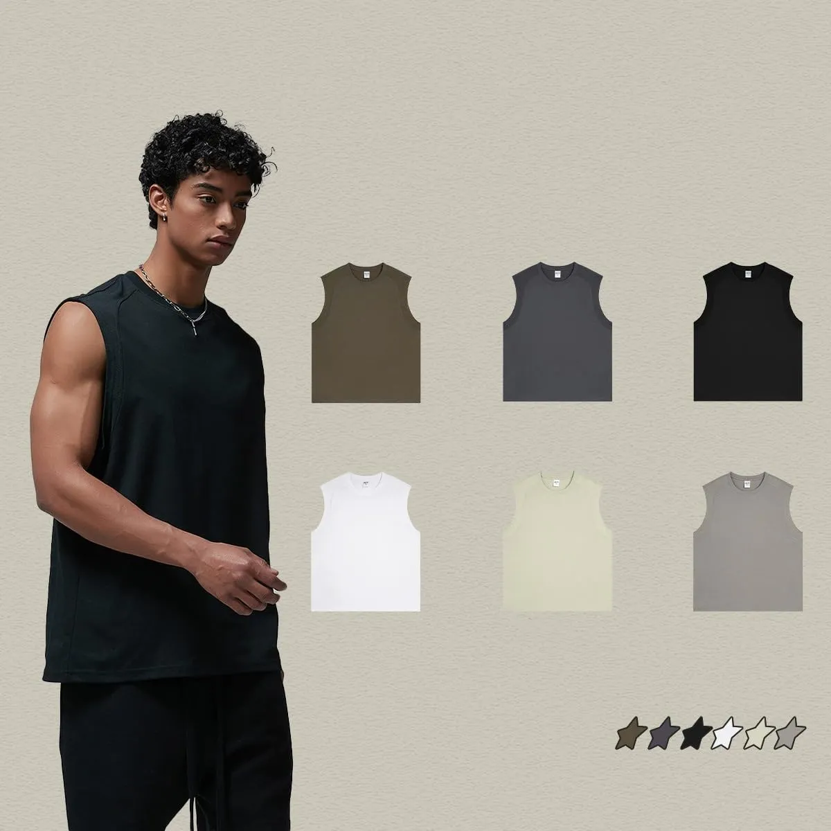 Mi Bo Tong 4 Pack Men's Sleeveless Tank Top Shirts Lightweight Cotton Athletic Shirts Workout Sports Undershirts