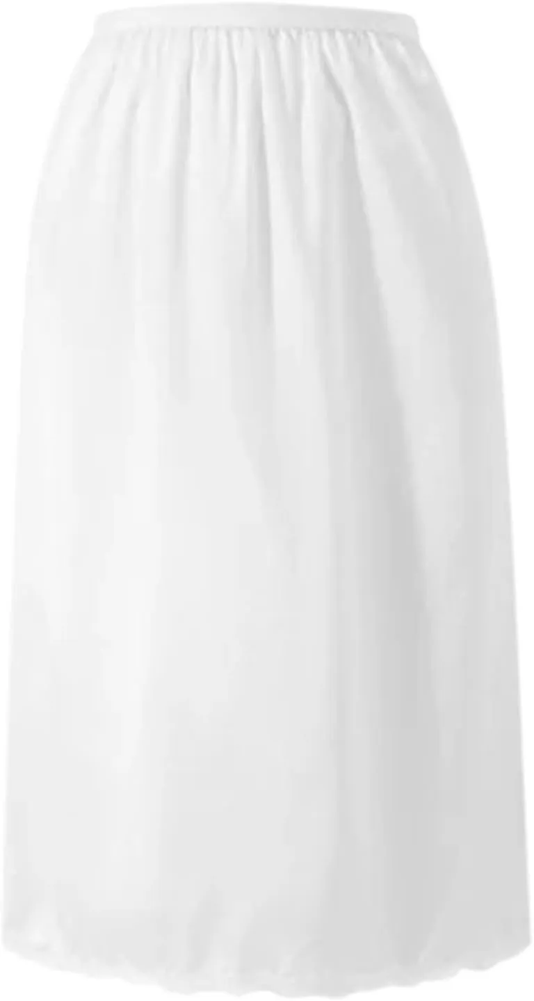 Midi Skirt Women Knee LengthSplit Slit Hem, Half Slips Underskirts with Lace Long Slips for Dresses Lingerie Skirt