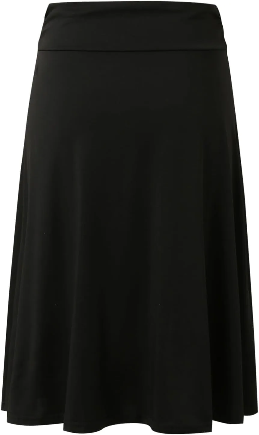 Midi Skirts for Women Women's Ruched High Waist Knee Length A Line Stretchy Flared Casual Skirt