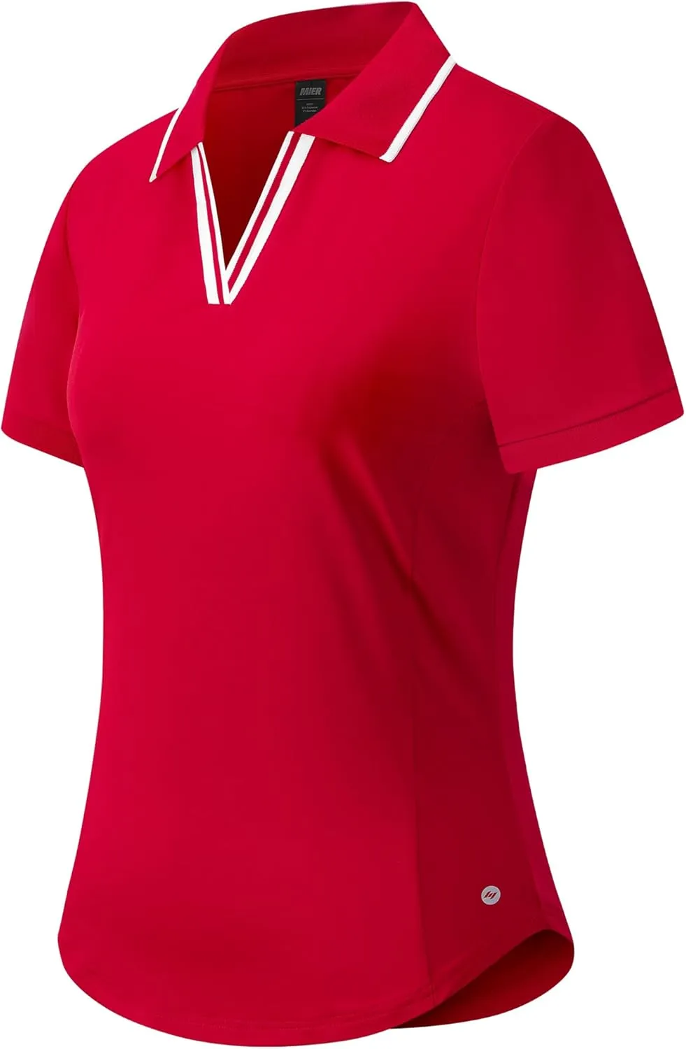 MIER V-Neck Polo Shirts for Women Short Sleeve UPF 50  Sun Protection Golf Tennis Active Stretch Collared Shirt Tops, Dry Fit