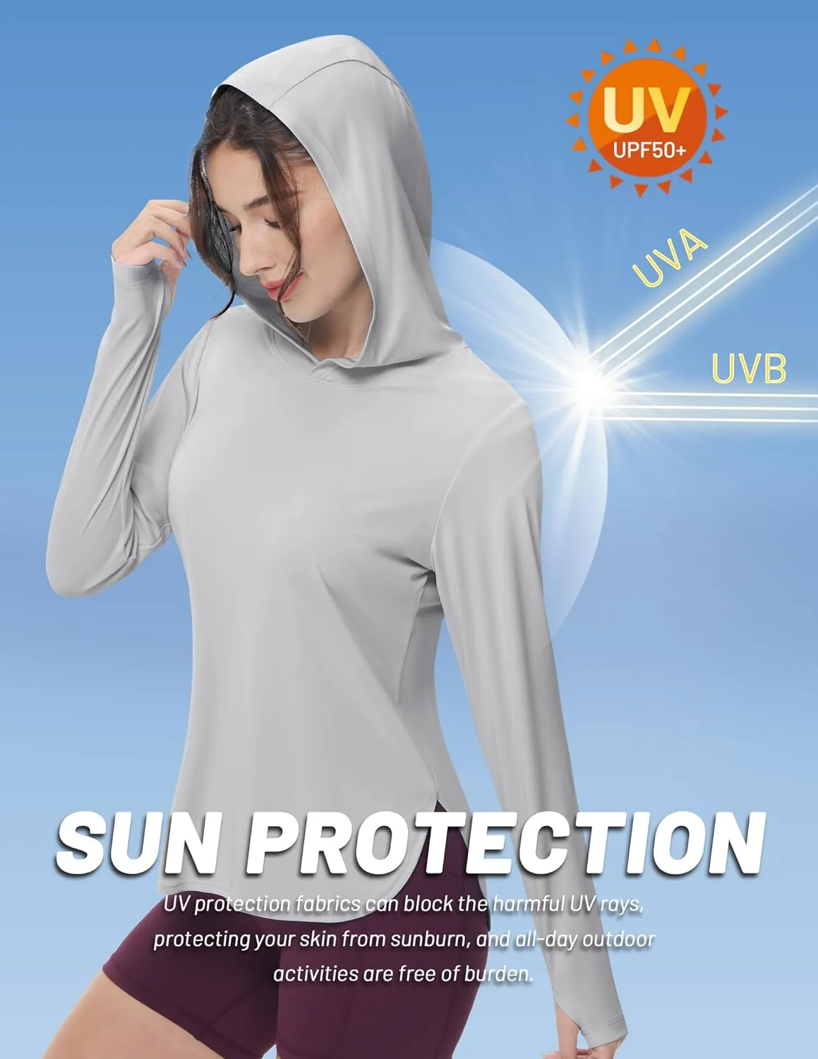 MIER Womens UPF 50  Sun Protection Hoodie Shirts SPF Long Sleeve Dry Fit Athletic Running Hiking Fishing UV T-Shirt Tops