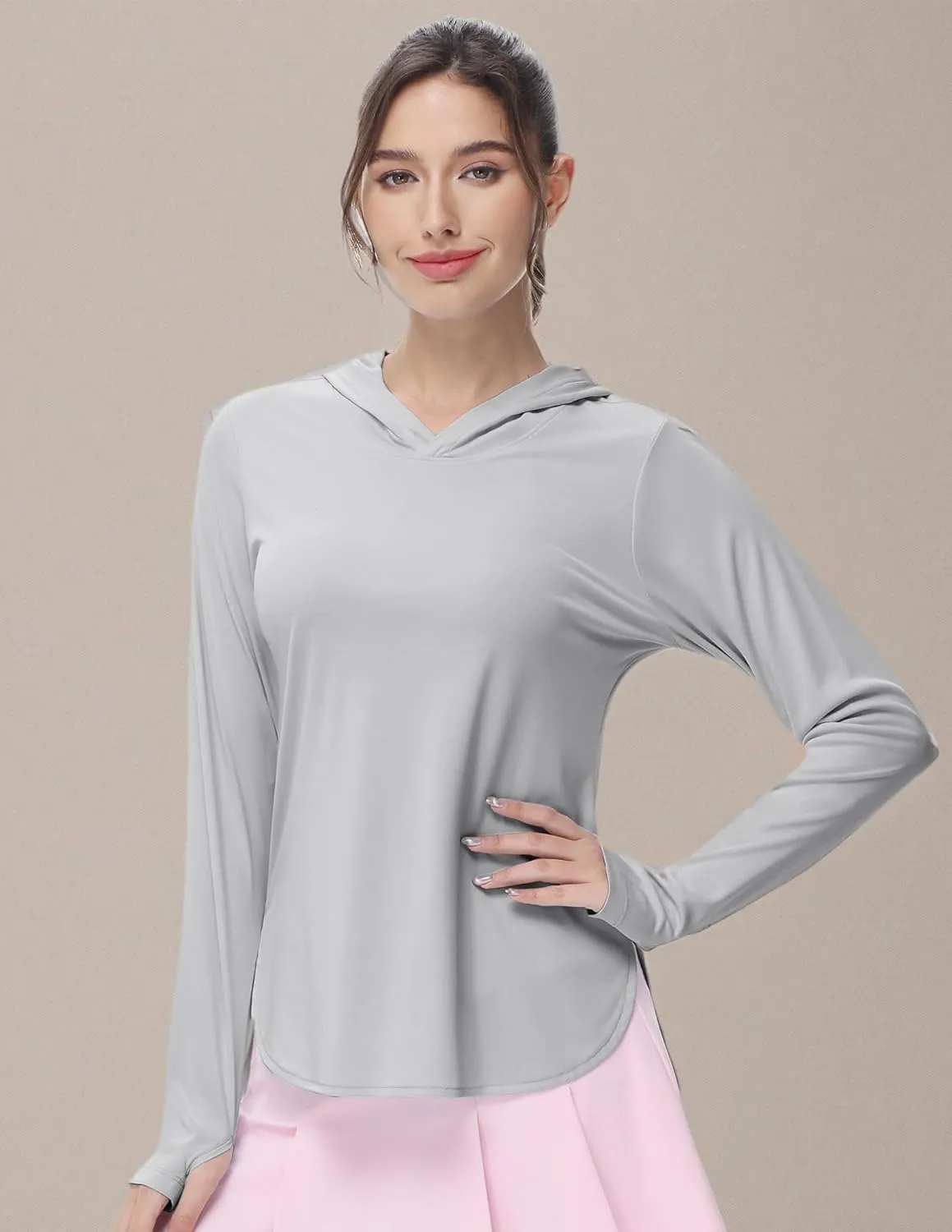 MIER Womens UPF 50  Sun Protection Hoodie Shirts SPF Long Sleeve Dry Fit Athletic Running Hiking Fishing UV T-Shirt Tops