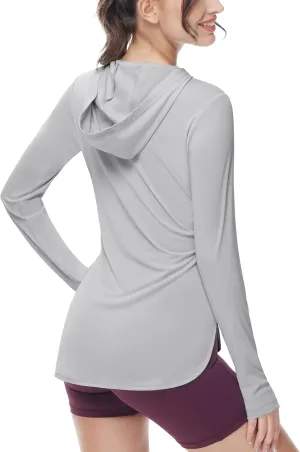 MIER Womens UPF 50  Sun Protection Hoodie Shirts SPF Long Sleeve Dry Fit Athletic Running Hiking Fishing UV T-Shirt Tops