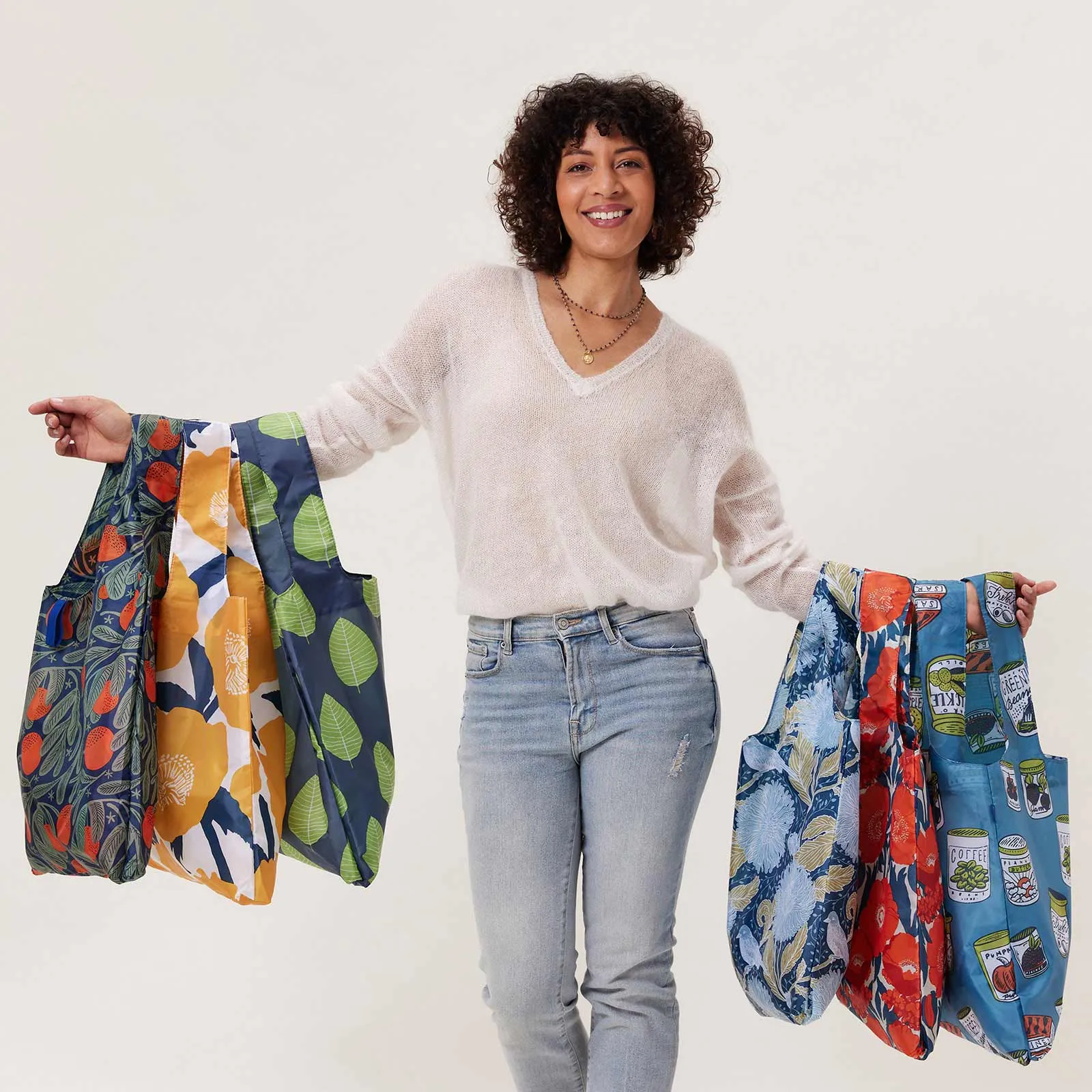 Modern Poppy Blu Bag Reusable Shopping Bag - Machine Washable