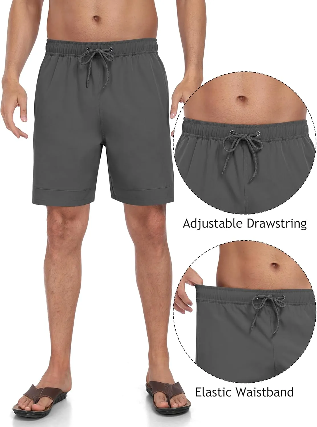 MoFiz Mens Swim Trunks 7inch Swim Shorts with Compression Liner Swimming Suits Board Shorts Surf Short Bathing Suit