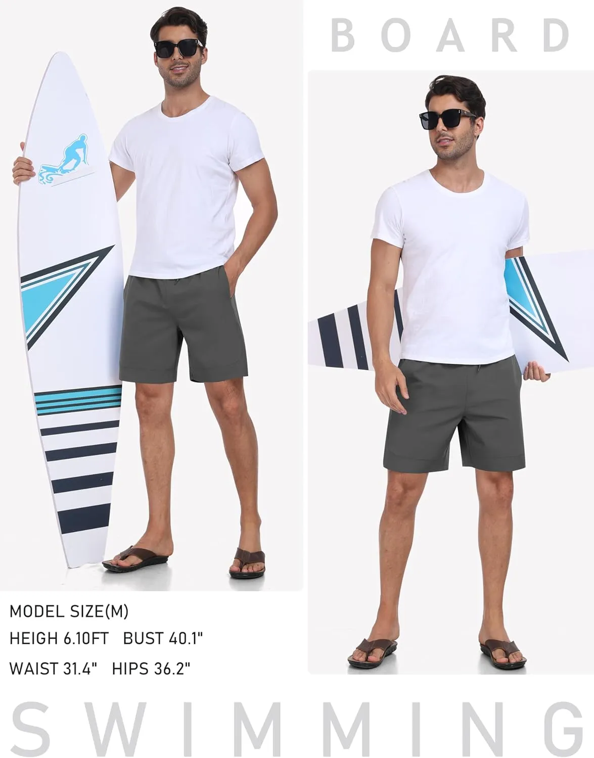 MoFiz Mens Swim Trunks 7inch Swim Shorts with Compression Liner Swimming Suits Board Shorts Surf Short Bathing Suit
