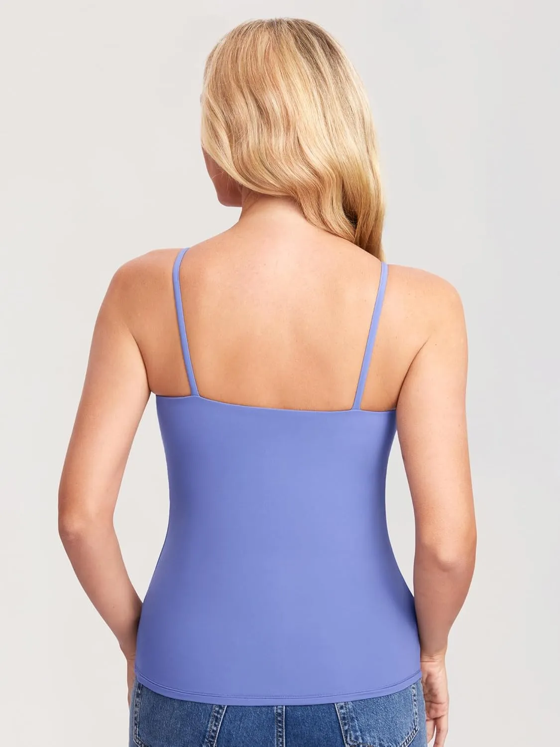 MOMANDA Inbarely Maternity Tank Top for Woman Square Neck Camisole with Built in Bra Sleeveless Pregnancy Basic Yoga Tops