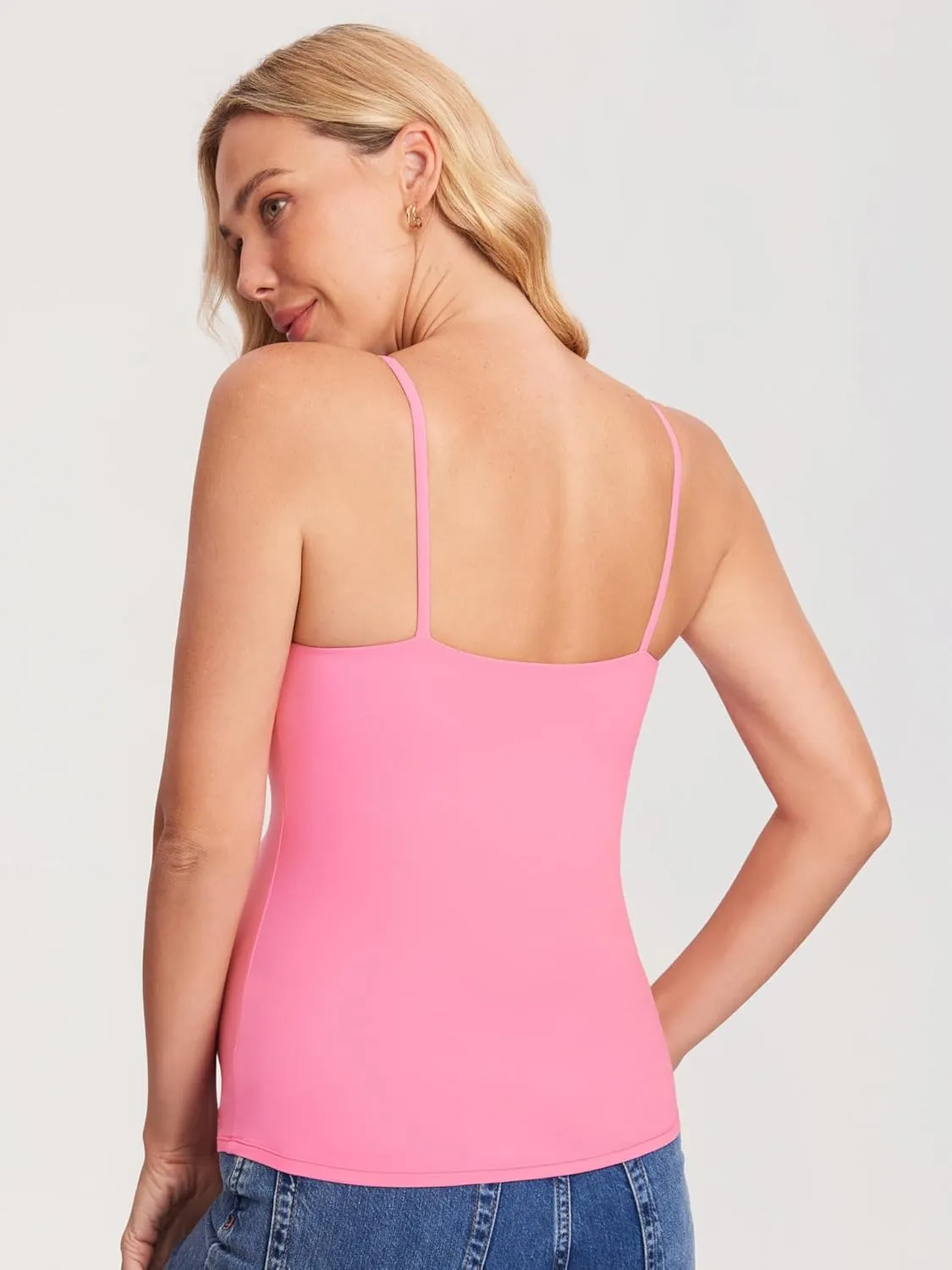 MOMANDA Inbarely Maternity Tank Top for Woman Square Neck Camisole with Built in Bra Sleeveless Pregnancy Basic Yoga Tops