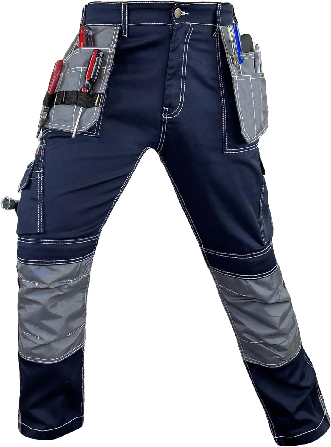 Notus Mens Construction Tactical Carpenter Multi-Pockets Cordura Knee and Holster Pockets Reinforced Work Pants