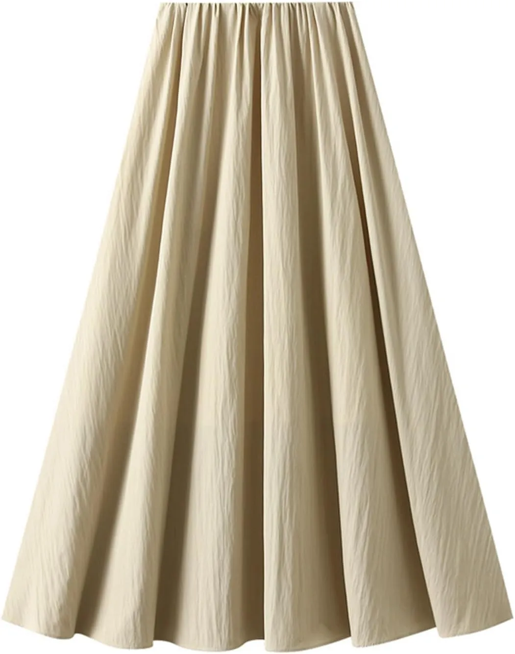 Oplxuo Women's Plain Long Skirt Elastic High Waisted Pleated A Line Midi Skirts Solid Color Casual Party Skirts