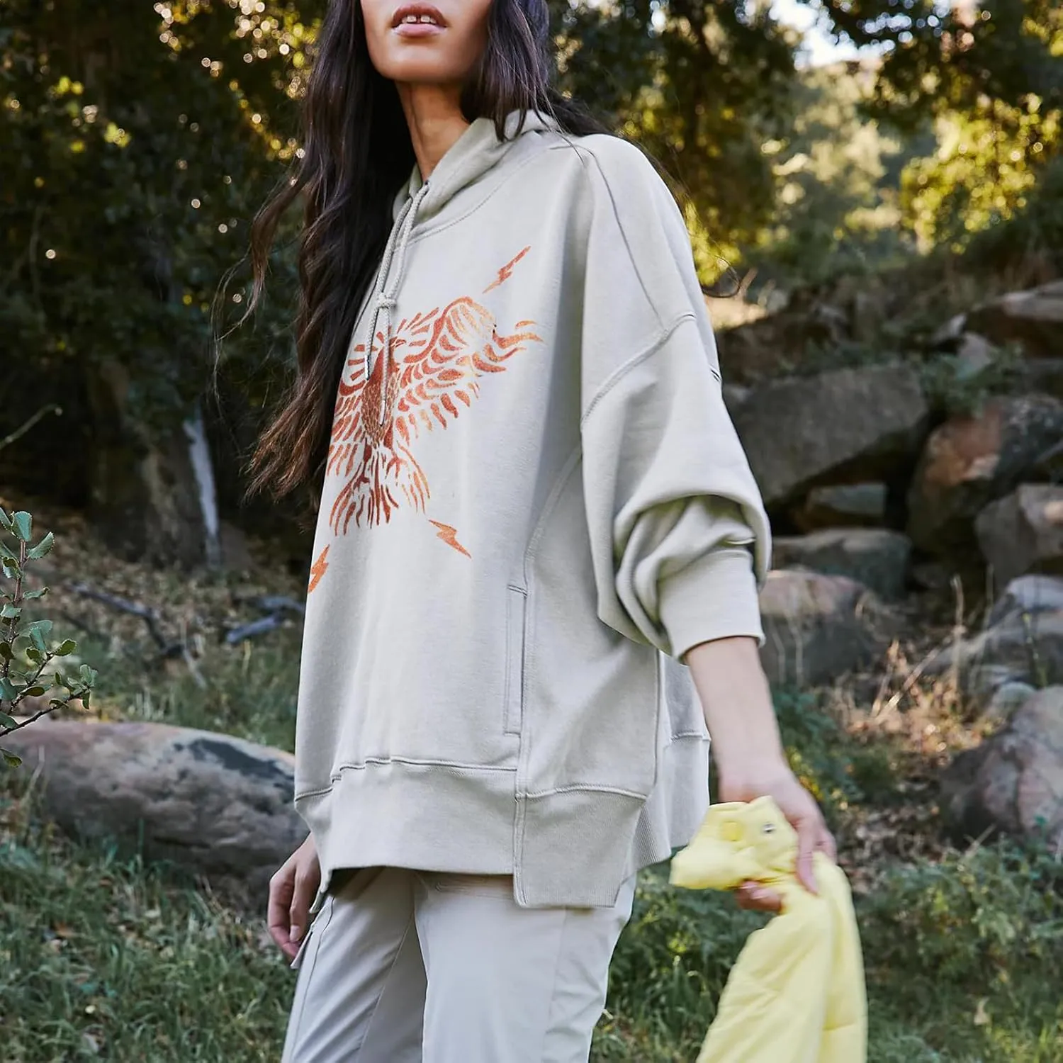 Oversized Graphic Hoodie Sweatshirt Y2k Women Long Sleeve Hooded Pullover Sweater Teen Girls Aesthetic Shirts