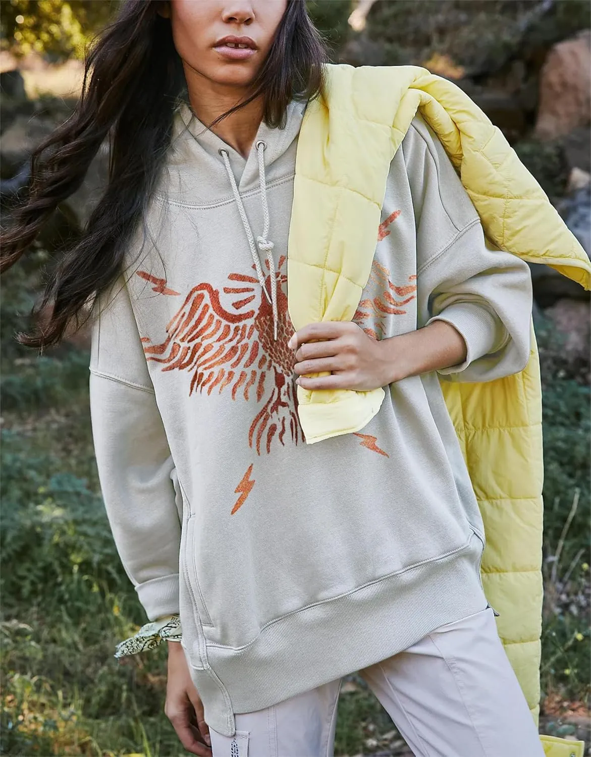 Oversized Graphic Hoodie Sweatshirt Y2k Women Long Sleeve Hooded Pullover Sweater Teen Girls Aesthetic Shirts