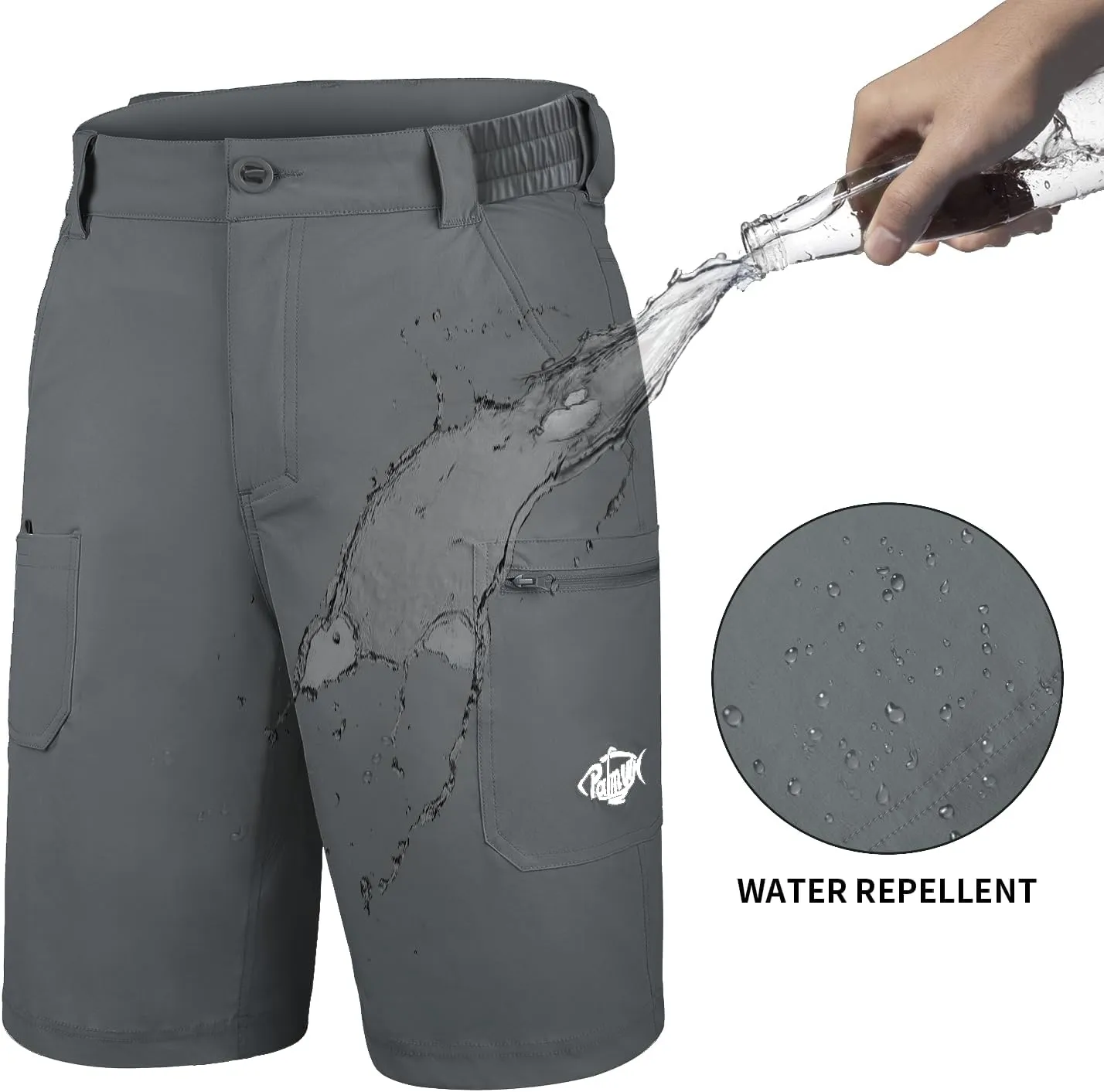 Palmyth Men's Fishing Short Quick Dry 10.5 Sun Protection UV UPF 50  Cargo Shorts Water Resistant for Saltwater Freshwater