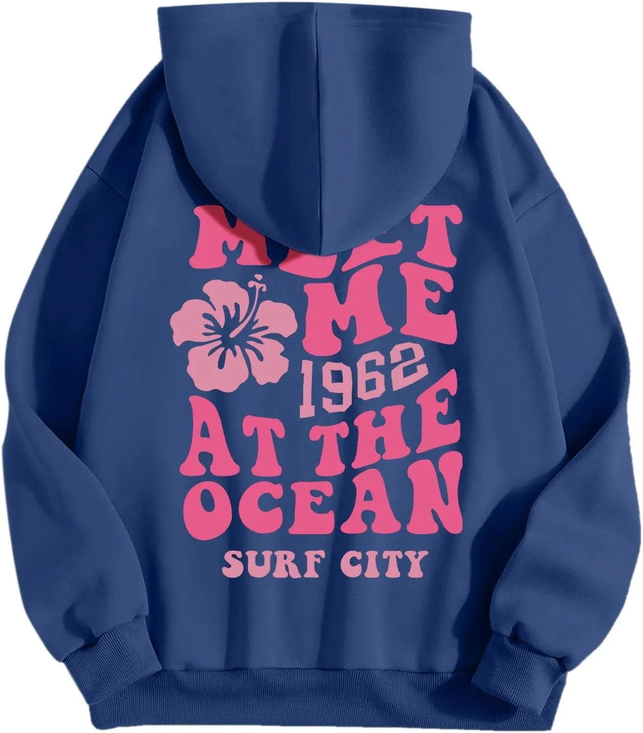 Pink Graphic Oversized Hoodies for Women Teen Girls 2024 Trendy Cute Preppy Sweatshirts Long Sleeve Y2K Tops Pullover