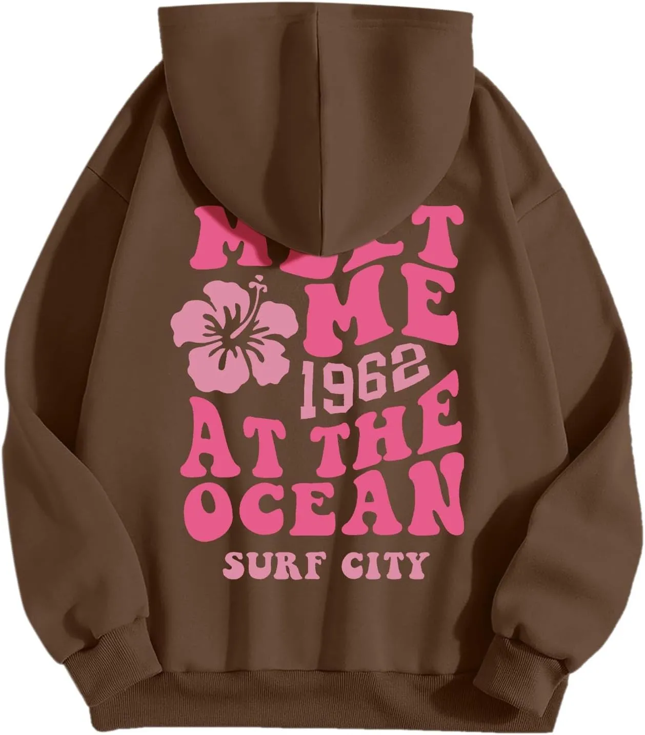Pink Graphic Oversized Hoodies for Women Teen Girls 2024 Trendy Cute Preppy Sweatshirts Long Sleeve Y2K Tops Pullover