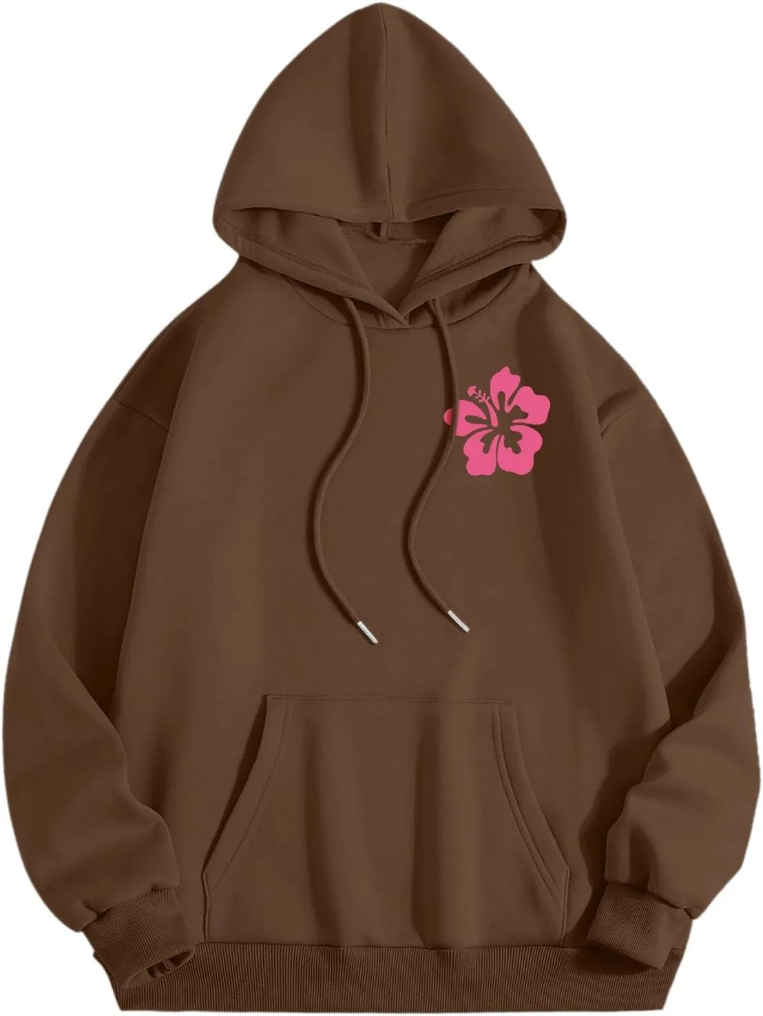 Pink Graphic Oversized Hoodies for Women Teen Girls 2024 Trendy Cute Preppy Sweatshirts Long Sleeve Y2K Tops Pullover