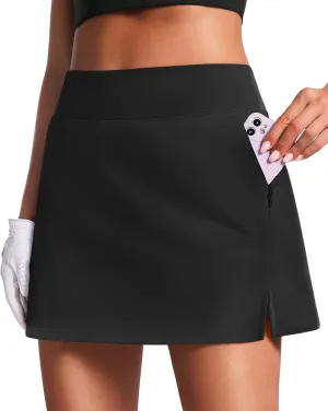 PINSPARK 16" Golf Skorts for Woman High Waisted Tennis Skirts with Pockets Shorts Pickleball Running Athletic Skort Summer