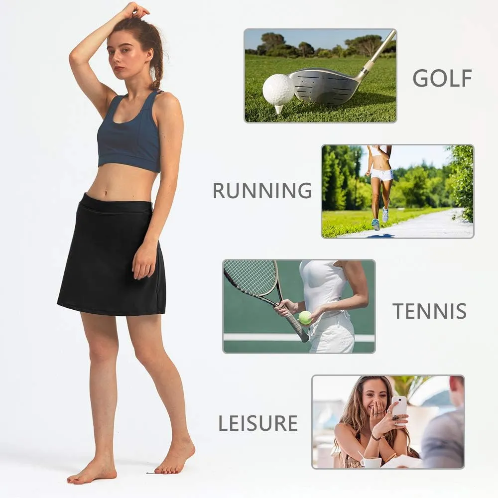 Pleated Tennis Skirt for Women Stretchy Sports Golf Skirt with Inner Shorts Pockets Golf Skirts for Women,Runs Large