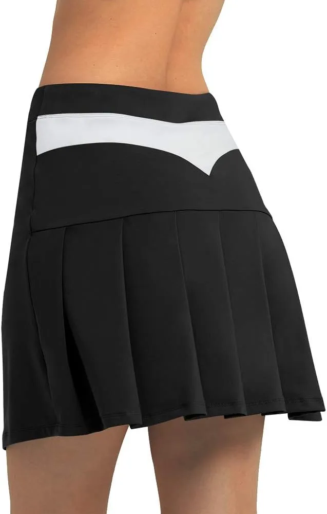 Pleated Tennis Skirt for Women Stretchy Sports Golf Skirt with Inner Shorts Pockets Golf Skirts for Women,Runs Large