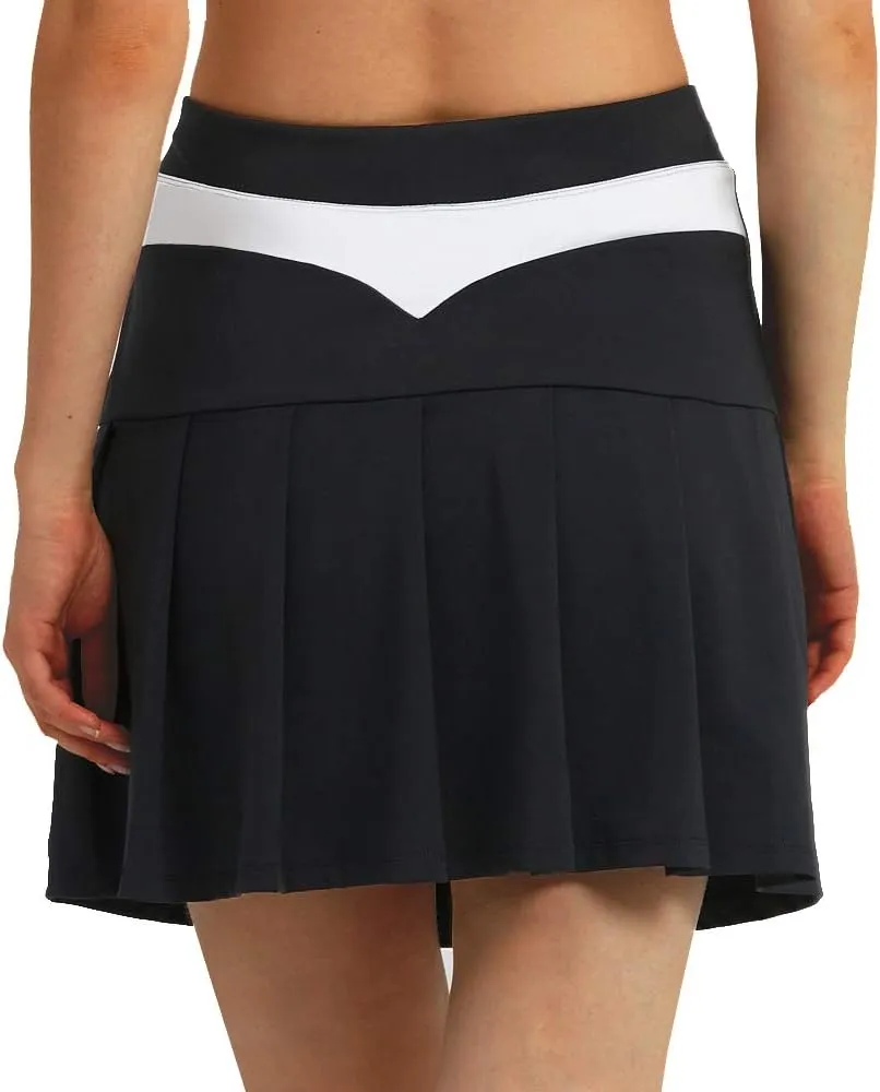 Pleated Tennis Skirt for Women Stretchy Sports Golf Skirt with Inner Shorts Pockets Golf Skirts for Women,Runs Large