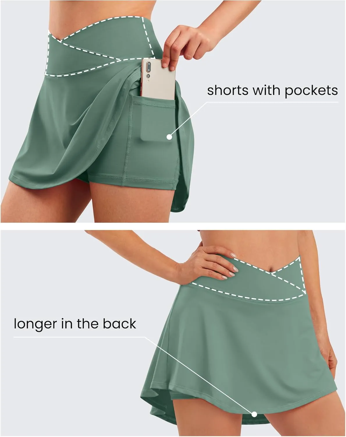 Pleated Tennis Skirt with Pockets Golf Skorts for Woman Athletic Summer Skirts with Shorts Cross Waist