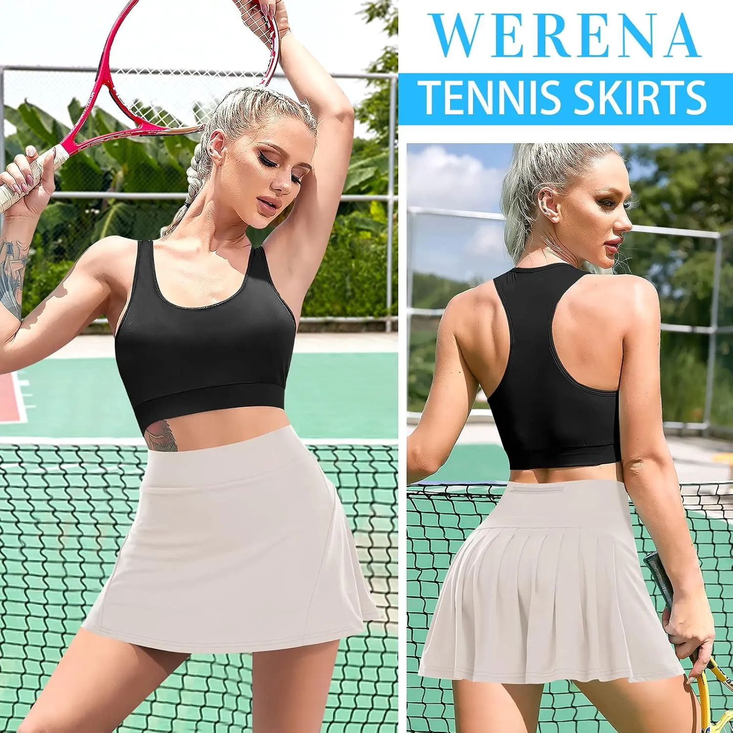 Pleated Tennis Skirts for Women Athletic Golf Skorts Activewear Running Sport Workout Skirts with Pockets Shorts