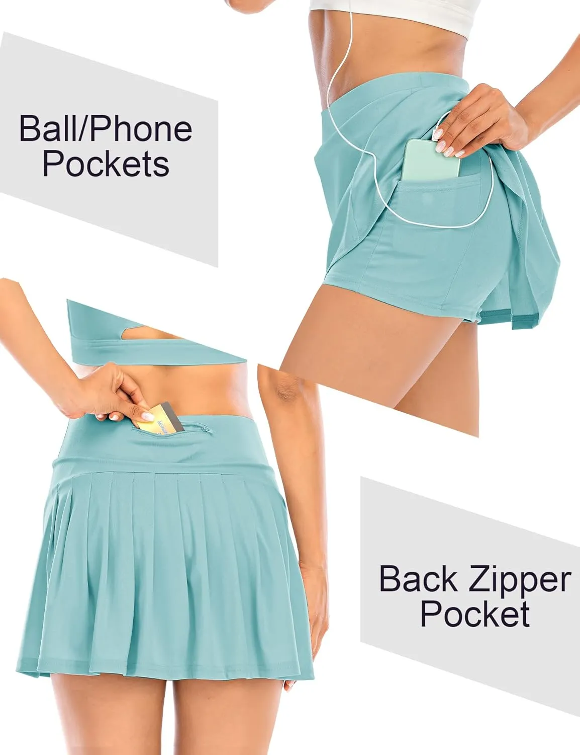 Pleated Tennis Skirts for Women Athletic Golf Skorts Activewear Running Sport Workout Skirts with Pockets Shorts