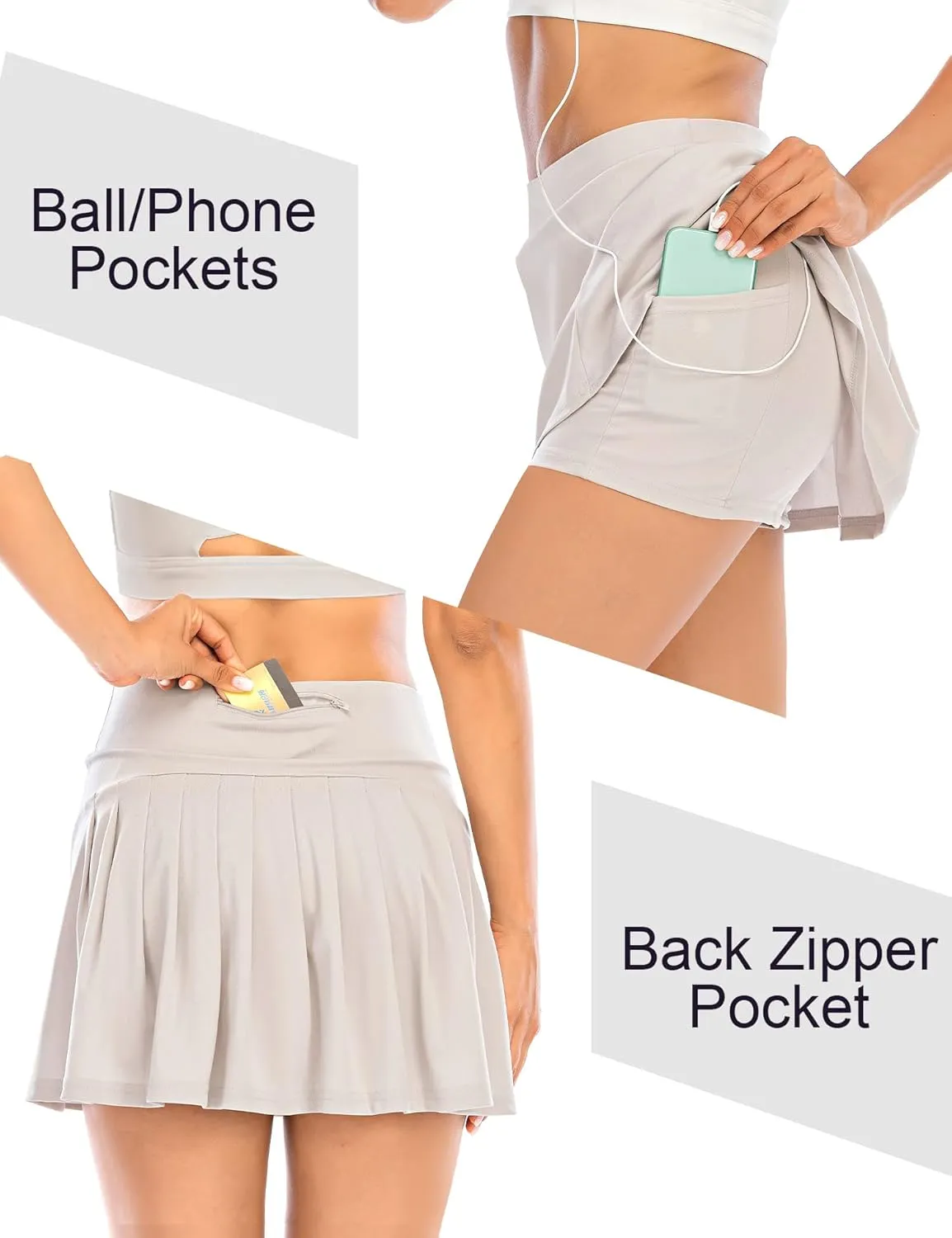 Pleated Tennis Skirts for Women Athletic Golf Skorts Activewear Running Sport Workout Skirts with Pockets Shorts
