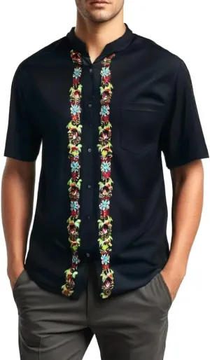 Premium Quality Mens Guayabera Shirts, Button Down, Detailed Embroidery, and Fine Stitching, Sizes S-XL
