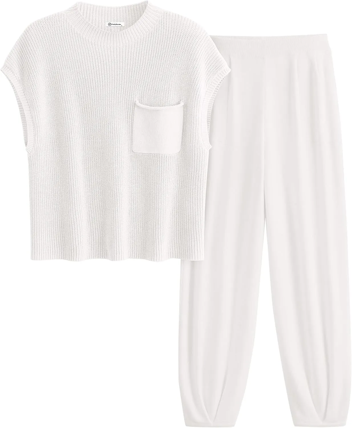 PRETTYGARDEN Womens Two Piece Outfits Sweater Sets Knit Pullover Tops And High Waisted Pants Matching Tracksuit Sweatsuit Set