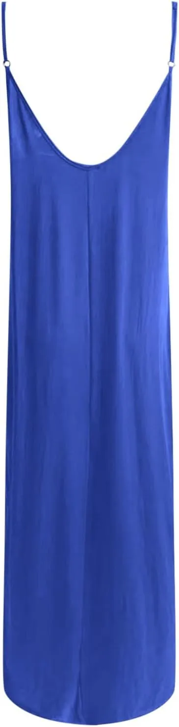 PTOLOCIF Womens Solid Round Neck Long Sleeved Patchwork Long Skirt is Fashionable and Plus Size Dress Blouses for Women