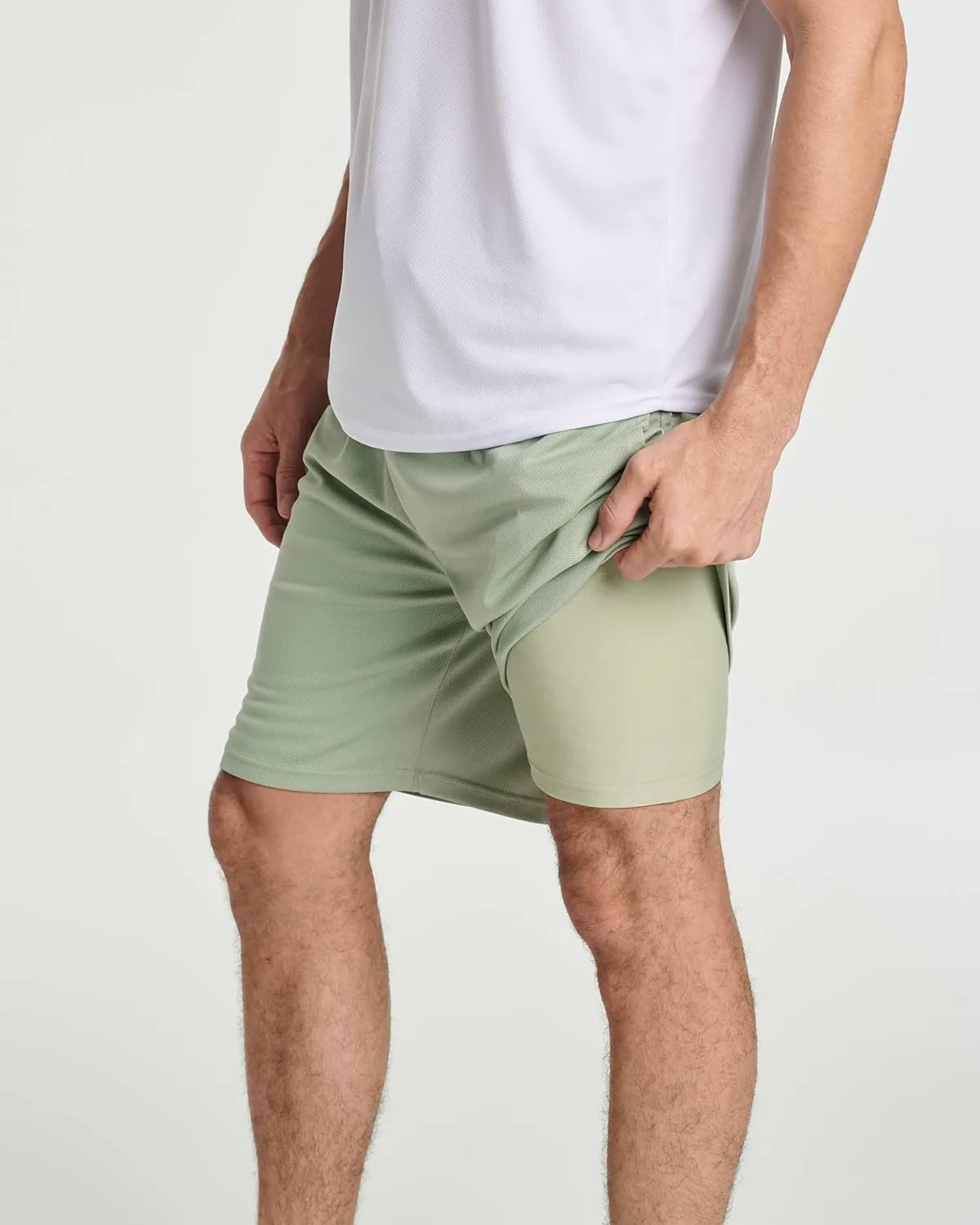 Real Essentials 3 Pack: Men's 2 in 1 Mesh 7" Running Workout Gym Shorts with Compression Liner (Available in Big & Tall)